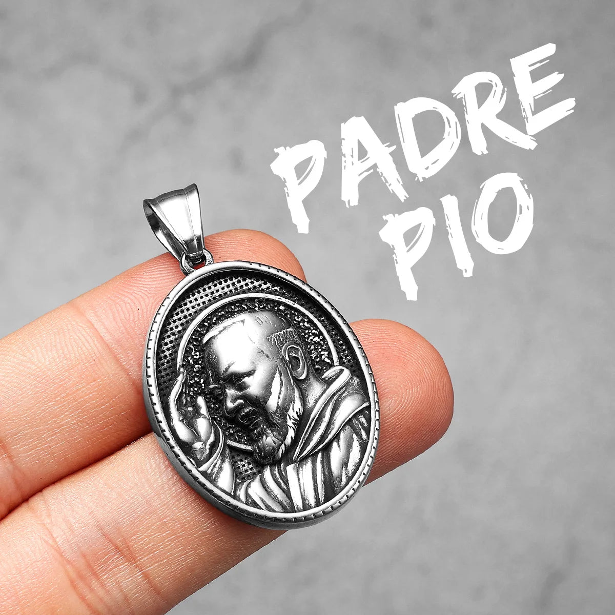 Padre Pio Pendant Necklace — Stainless Steel