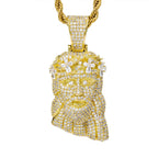 NUOYA Luxury Jewelry Iced Out Diamond Jesus Head Pendant 18K Gold Plated Micro Pave Zircon Hip Hop Pendant Jewelry Gift for Men