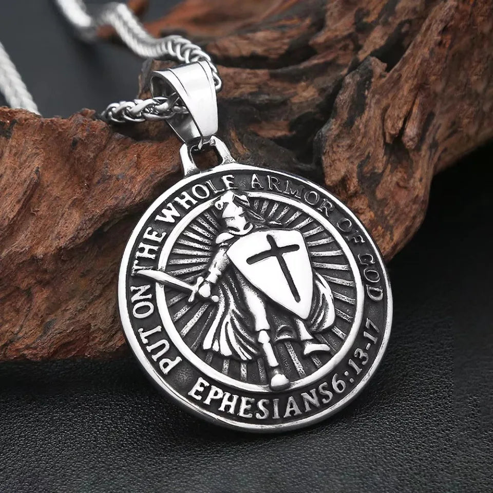 Templar Cross Steel Pendant Vintage Sword Knight