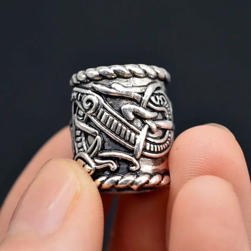4pcs Viking Dragon Hair Braid Beads — Silver-Tone