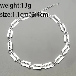 Gothic Razor Blade Bracelet & Pendant Necklace — Stainless Steel