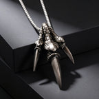 Punk Dragon Claw Pendant Necklace for Men, Fashion 70cm Stainless Steel Long Chain Necklace, Creative Hip Hop Jewelry Gifts