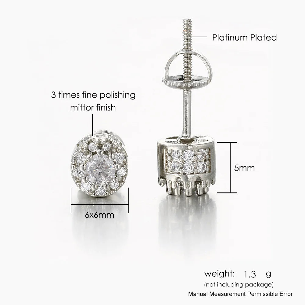 Two-Tone Iced Out Stud Earrings CZ