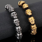 Handmade Braided Man Bracelet Skull Beads On Hand Bands Bracelets for Men Punk Gothic Stainless Steel Men's Jewelry