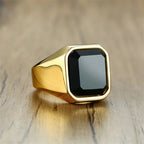 Natural Stone Signet Ring — Stainless Steel