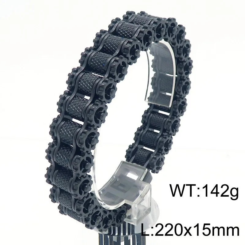 Retro Heavy Brush Stainless Steel Motorcycle Chain Bracelet 11/13MM Wide Mens Women Bike Biker Bracelets Hip-Hop Jewelry 19-23cm