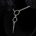 Punk Personality Silver Color Stainless Steel Circular Ring Long Rivet Pendant Choker Necklace for Men Women Jewelry
