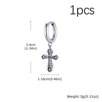 Jesus Cross Textured Dangle Earrings — Stainless Steel