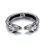New Vintage Double Dragon Head Bracelets For Men Punk Hip Hop Biker 316L Stainless Steel Vikings Animal Bracelet Amulet