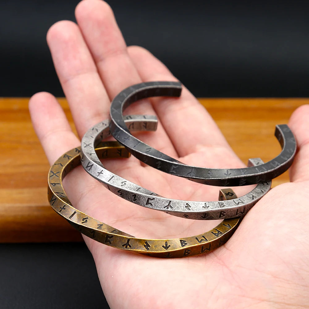 Viking Steel Bracelet 316L Mobius Runes Nordic