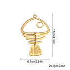 1Piece Matt Golden and Silvery Large Fish Bone Skeleton Charms Pendants for DIY Necklace Jewellery Making Findings