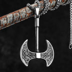 Double-Edged Axe Pendant Necklace — Stainless Steel