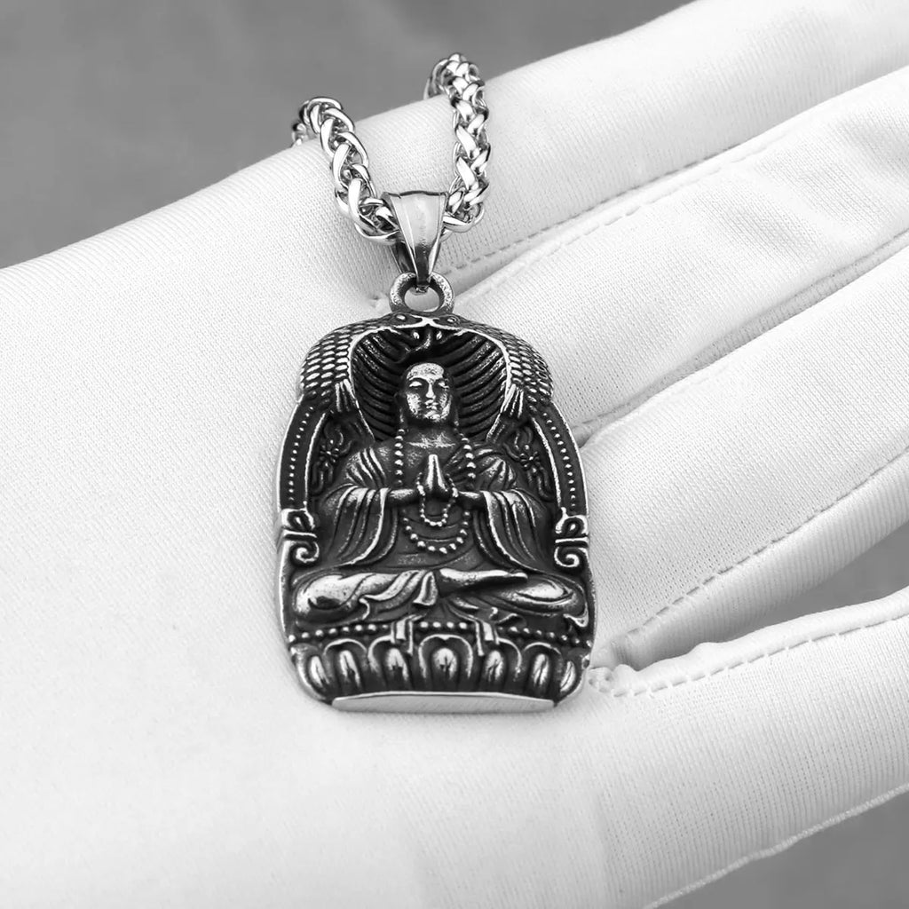 Stainless Steel Bodhisatva Buddha Necklace Men Women Fashion Retro Amulet Pendant Necklace High Quality Charm Jewelry Wholesale