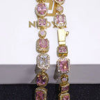 Two-Tone Iced Out Chain Necklace Opal Pink CZ
