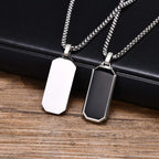 Vnox Geometric Pendant Necklaces For Boys,Stainless Steel Simple Square Dog Tag Men Necklaces,Retro Collar Jewelry Gift