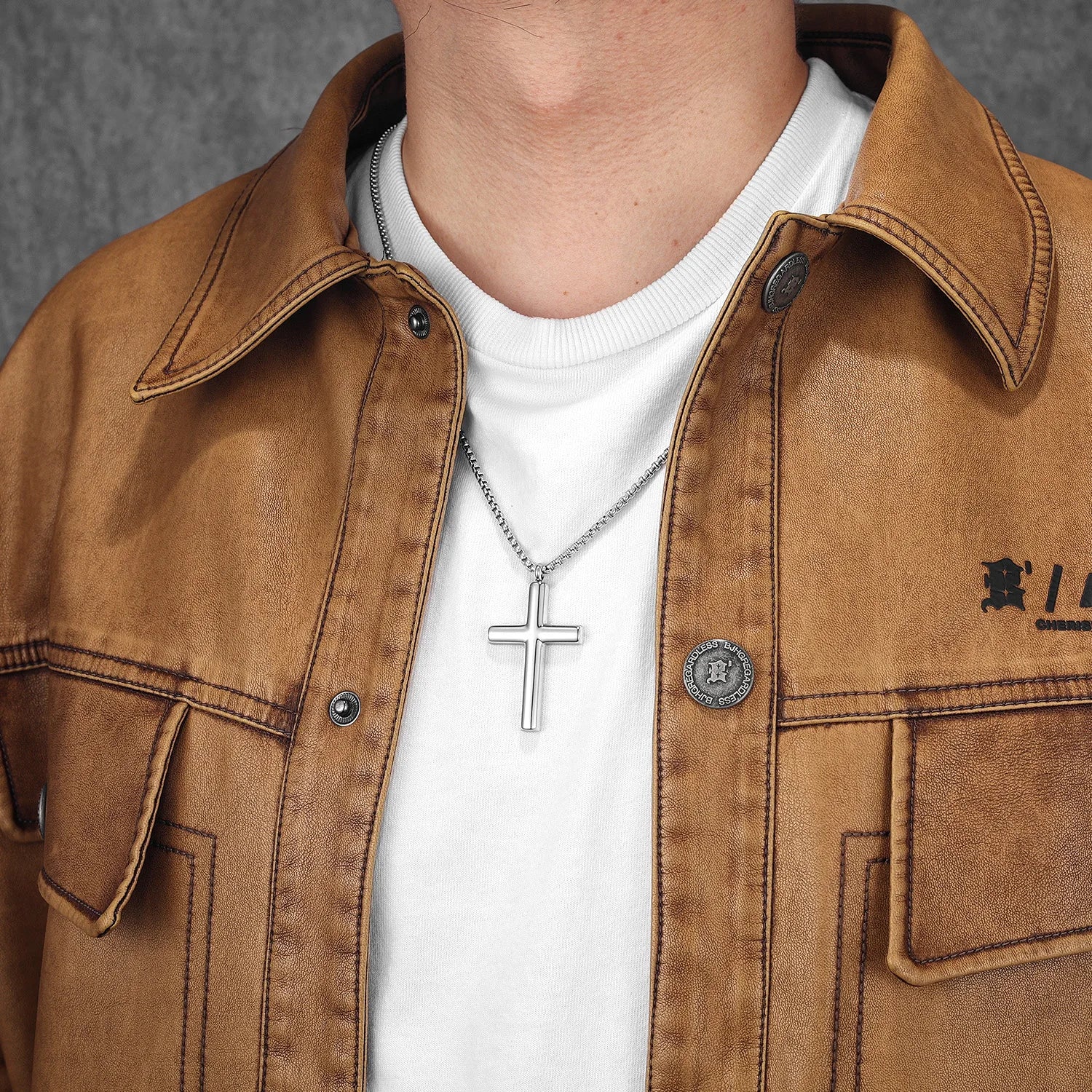 Cross Pendant Necklace Stainless Steel Minimal