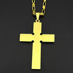 Big Jesus Cross Necklace Byzantine Chain Punk — Stainless Steel