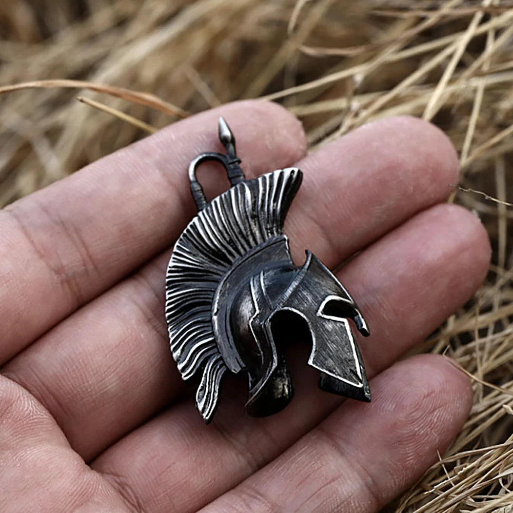 Spartan Helmet Steel Pendant Retro Warrior