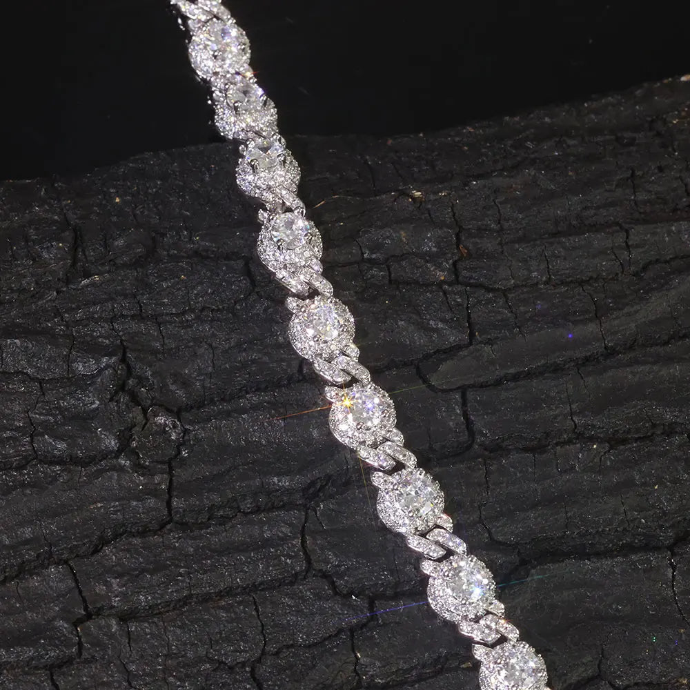 Iced Out Cuban Chain Necklace Stainless Steel Bead