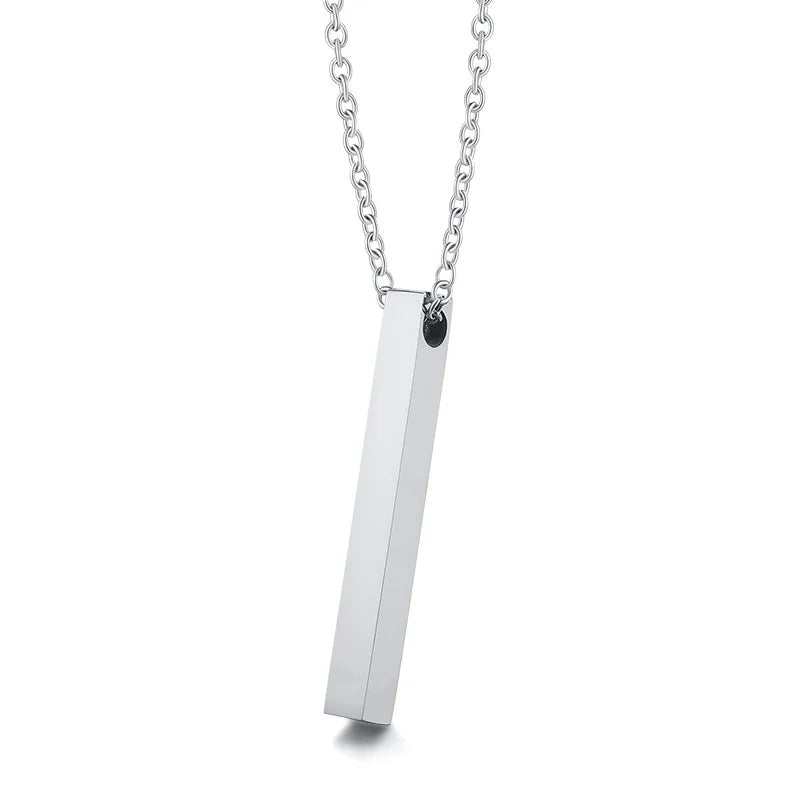 Vertical Bar Rope Cuban Chain Pendant — SS