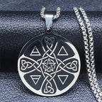 Witchcraft Celtic Witch Knot Pendant Necklace for Women Men Stainless Steel Slavic Protection Amulet Jewelry nudo de