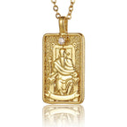 22 Style Classic Tarot Card Pendant Necklace Double Sided Zircon Tarot Necklace Major Arcana Empress Sun Star Sign