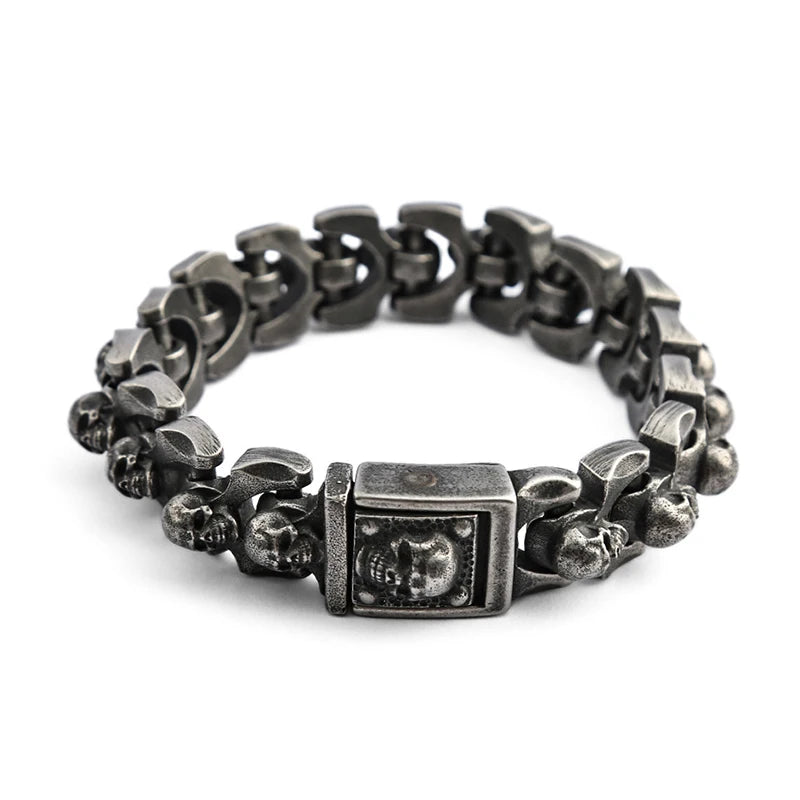 Fashion Charm 316L Stainless Steel Skull Bracelet for Men Popular Domineering Skull Bangles Punk Hip Hop Style Jewelry Wholesale