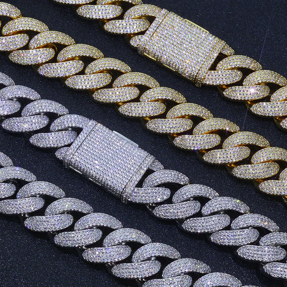 Bling Zircon Cuban Link Chain for Men Iced out 20mm Width Big Bubble Cuban Necklace Hip Hop Man Jewelry Won't Flip
