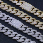 Bling Zircon Cuban Link Chain for Men Iced out 20mm Width Big Bubble Cuban Necklace Hip Hop Man Jewelry Won't Flip