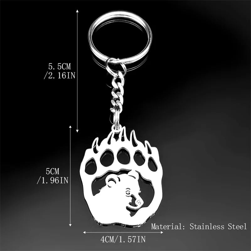 Key Steel Chain Gothic Witchcraft Bear Paw Hollow