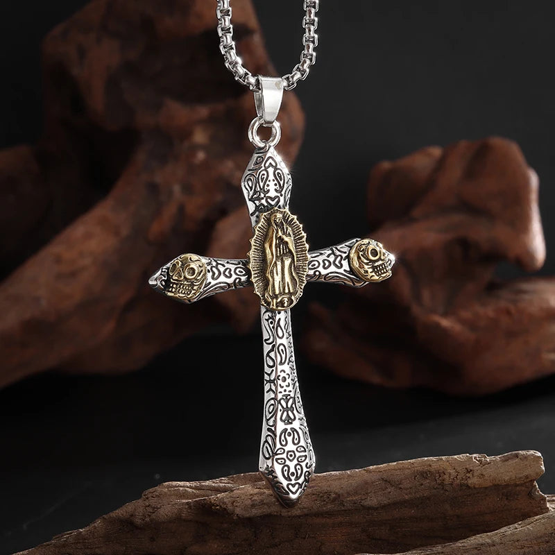 Vintage Catholic Cross Pendant Necklace — Amulet