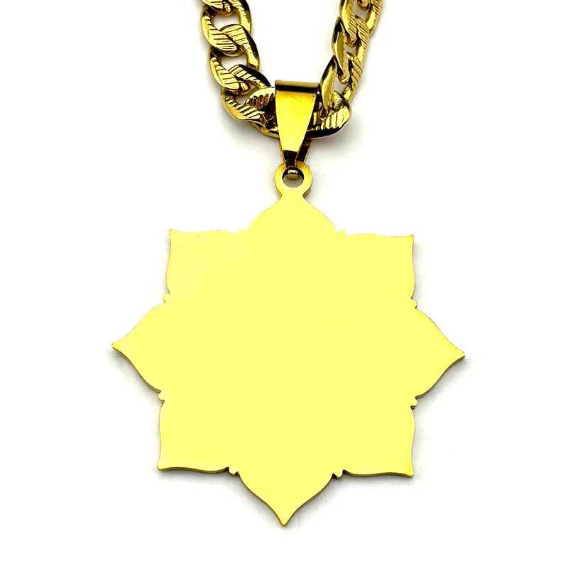 Mandala Flower Allah Pendant Necklace for Men — Stainless Steel