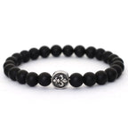 Simple Style Natural Stone Bracelet For Men Stainless Steel Metal Volcanic Rock Tiger Eyes Strand Braclet Perfect Gift Boyfriend