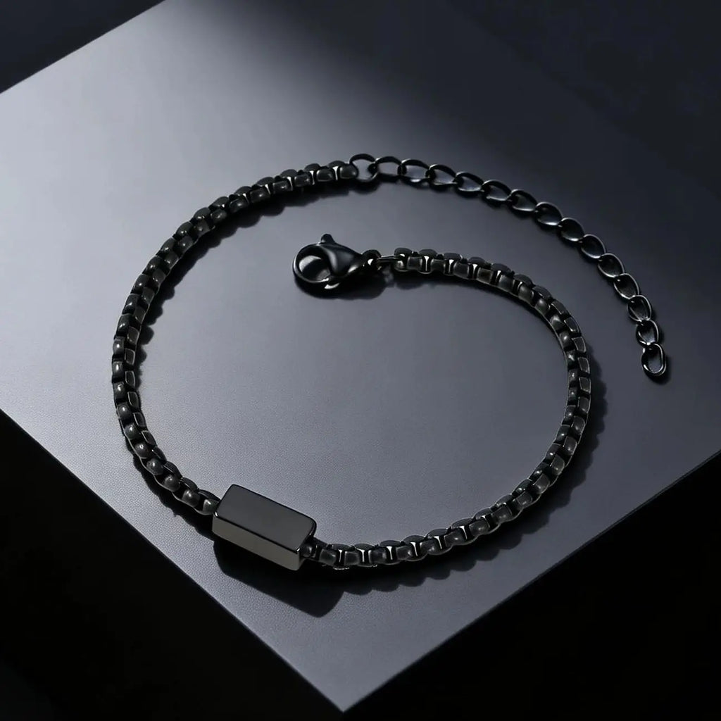 Square Tube Box Chain Bracelet — Stainless Steel