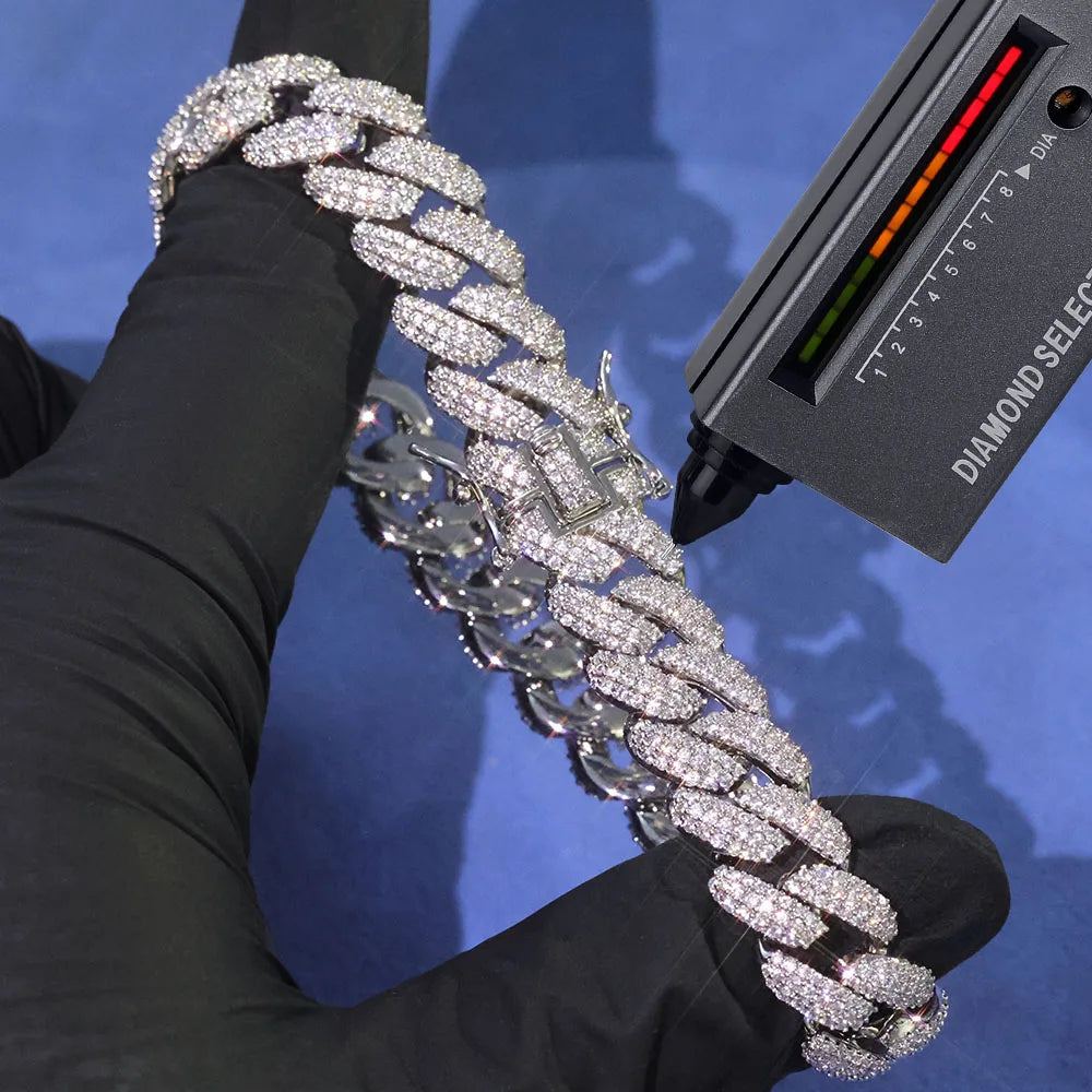 Silver Cuban Chain Necklace Iced Out 12MM