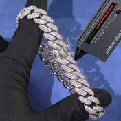 Silver Cuban Chain Necklace Iced Out 12MM