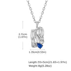 Blue Stone Square Pendant Necklace — Stainless Steel