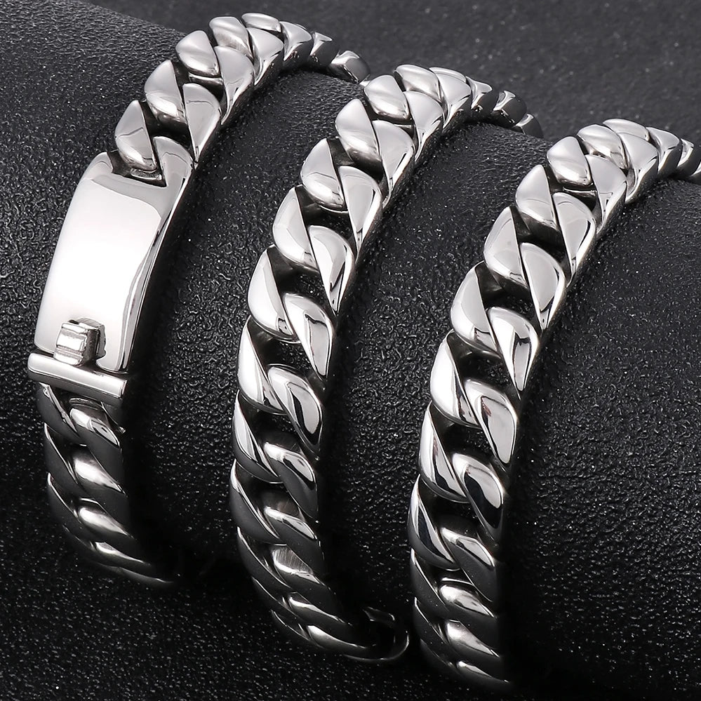 High Polished Stainless Steel Jewelry Accessories 12MM Wide Men Cuban Chains Necklaces Choker Neck Necklace For Man