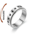 Vintage Star Stainless Steel Rotating Ring Anti Stress Man Worry Stress Relief Anxiety Relaxing Metal Rock Band Ring