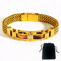 Punk Stainless Steel Bracelet 21 Cm Franco Link Chain Inlaid With Large-Grained Zircon Magnet Clasp