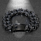 Personalized Skull Bracelet Men‘s Punk Chunky Stainless Steel Accessories Polished Gold Color Cuban Chain Trendy Jewelry