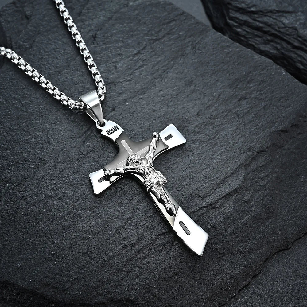 Christian Jesus Cross Pendant — Stainless Steel
