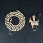 Fashion Gold Goat Pendant Necklace Hip Hop Tennis Chain Necklaces For Women Mens Gifts Motivation Jewelry