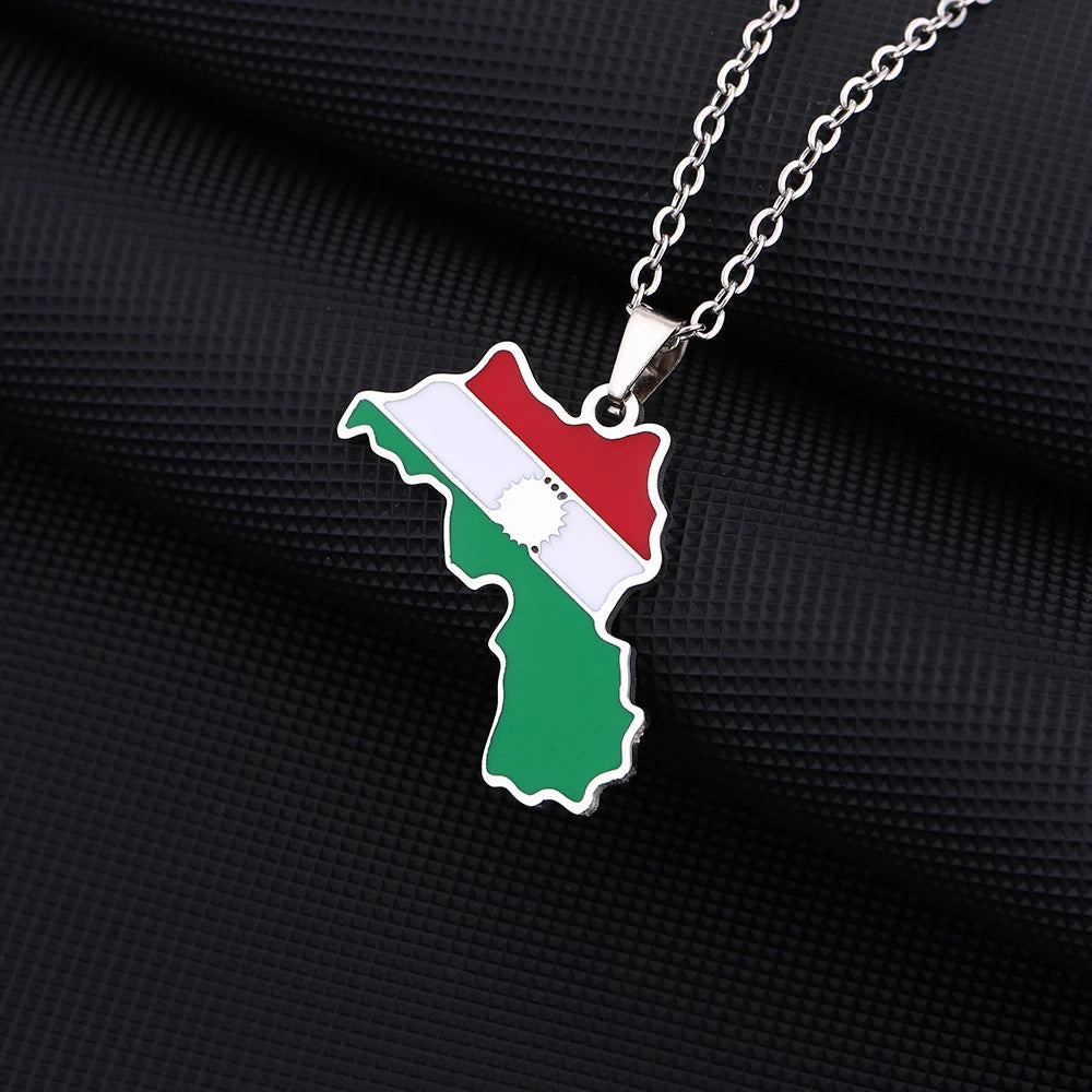 Kurdistan Map Pendant Necklace — Stainless Steel
