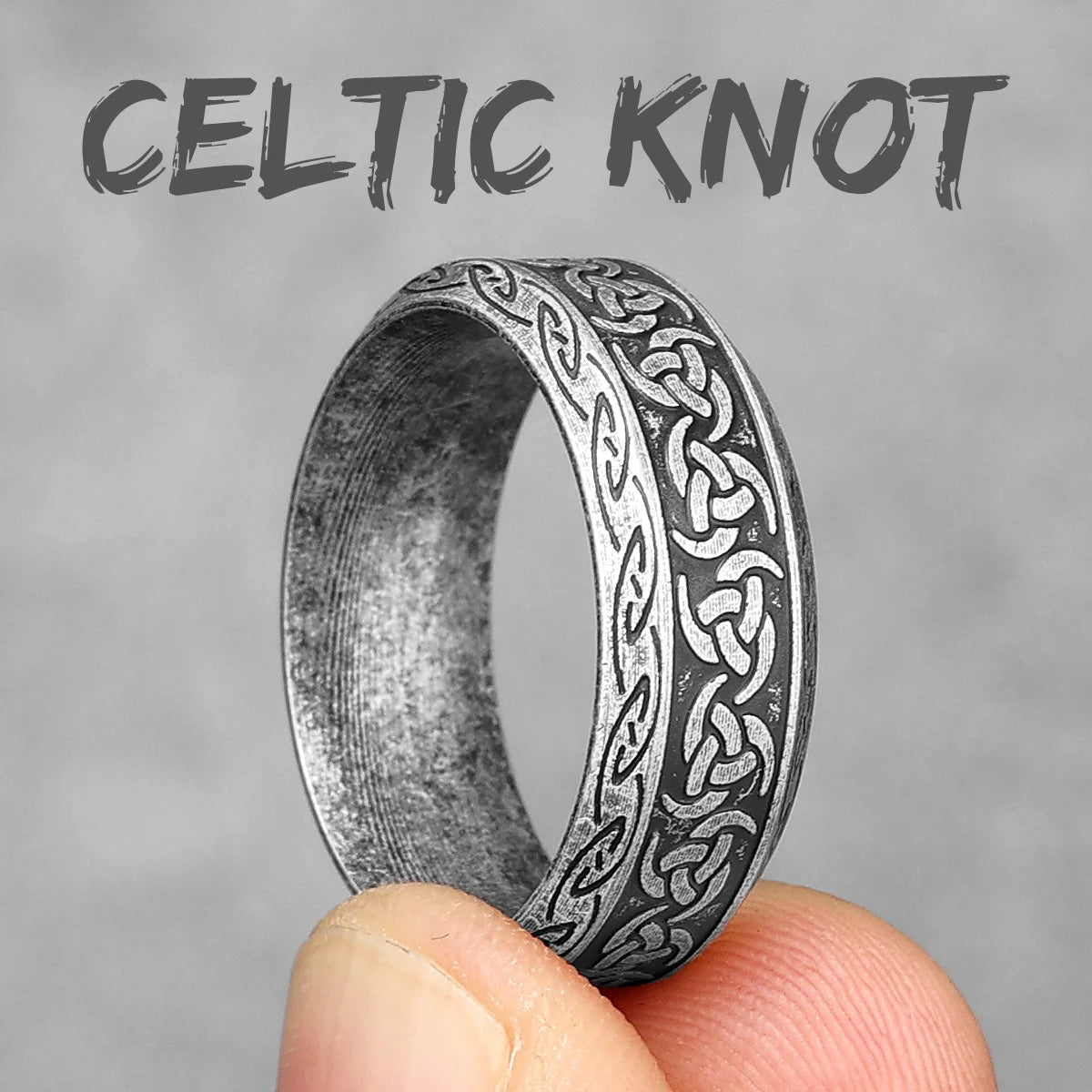 Vintage Nordic Viking Runes Celtic Knot Series Stainless Steel Womens Mens Rings Punk Biker Jewelry Creativity Gift