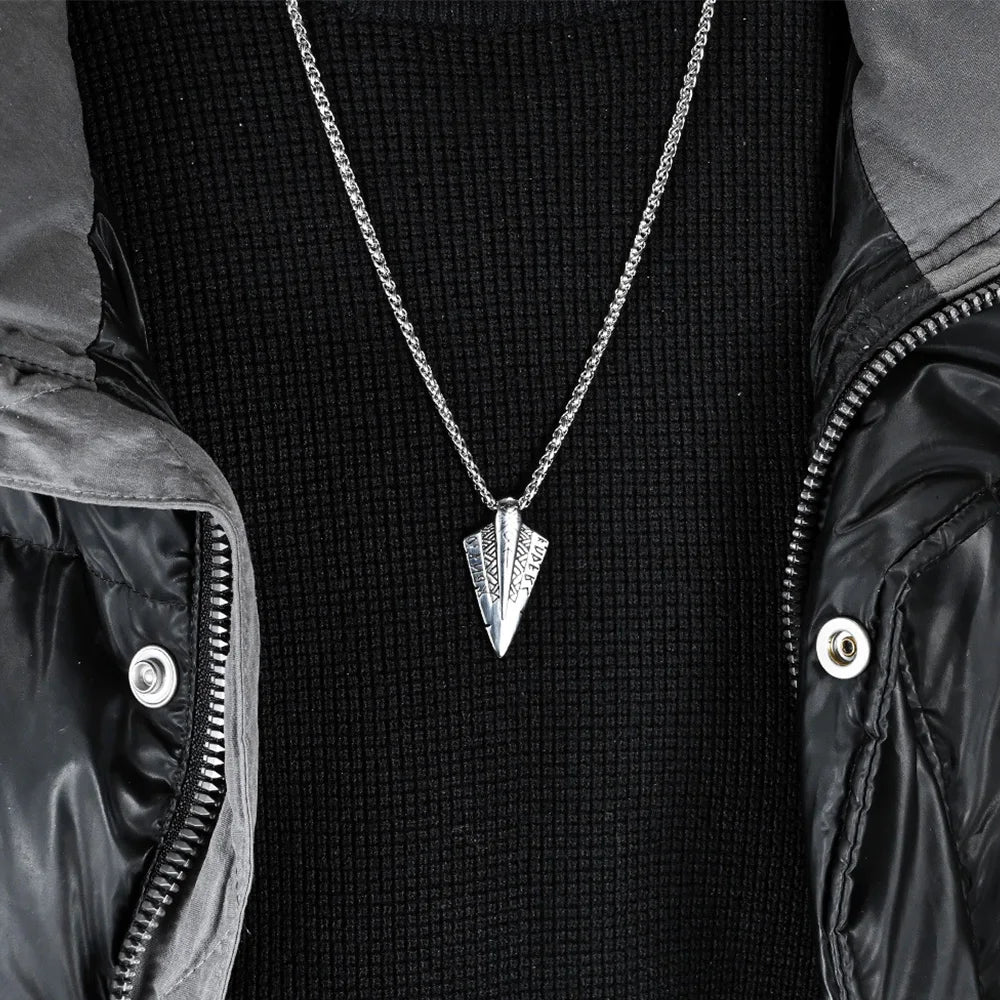 Nordic mythology Viking rune titanium steel necklace niche personality trendy men's cultural symbol pendant