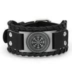New Retro Wide Leather Nordic Rune of Odi Bracelet Men's Bracelet Celtic Viking Jewelry Bracelet Accessories Party Gifts