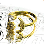 Heart Moon Two-Tone Ring Sterling Zircons Face