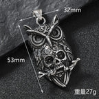 Gothic Skull Steel Pendant 316L Owl Punk