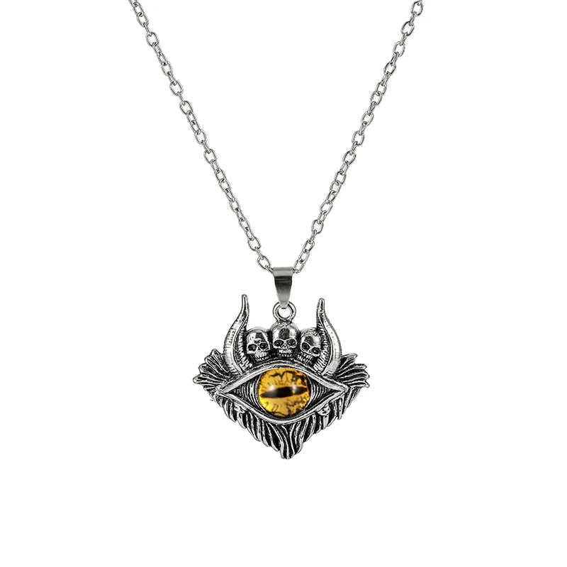 Antique Evil Eye Pendant Necklace For Women Men Creative Punk Hollow Star Colorful Eyeball Connect Choker Chain Jewelry